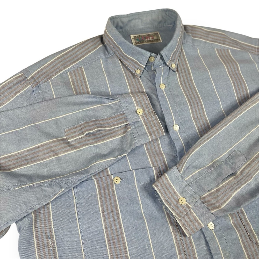 Vintage 90s Levi's International Collection Button Up Light Blue Strip Men's L
